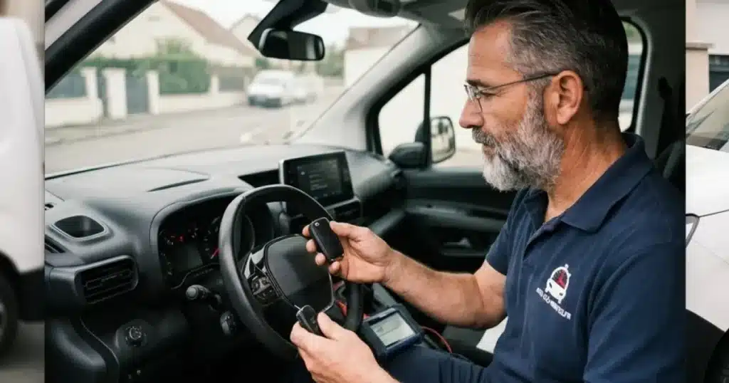 Serrurier automobile intervenant sur une voiture immobilisée à Avelgem sans clé
