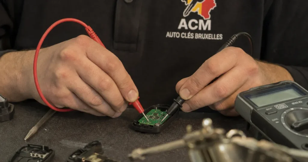 autoslotenmaker controleert Volkswagen Golf sleutel met transponder in Mechelen