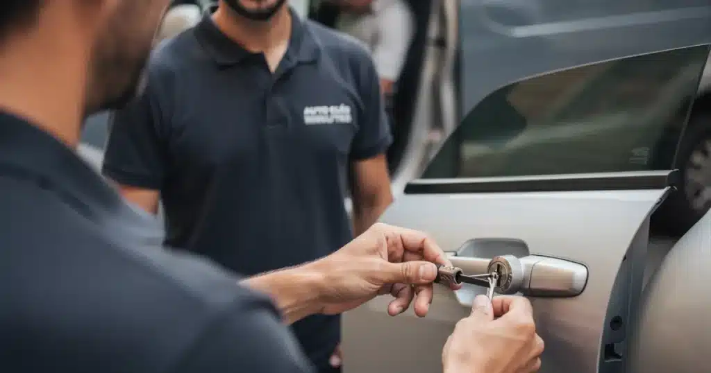 Technicien serrurier automobile réalisant un double de clé véhicule utilitaire à Tourcoing