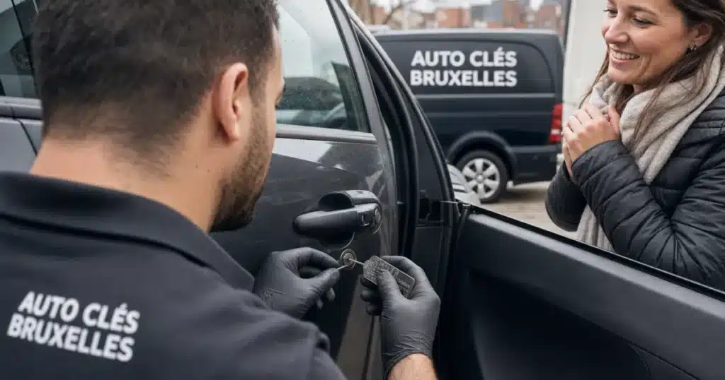 Technicien réalisant un double de clé pour utilitaire à Woluwe-Saint-Lambert