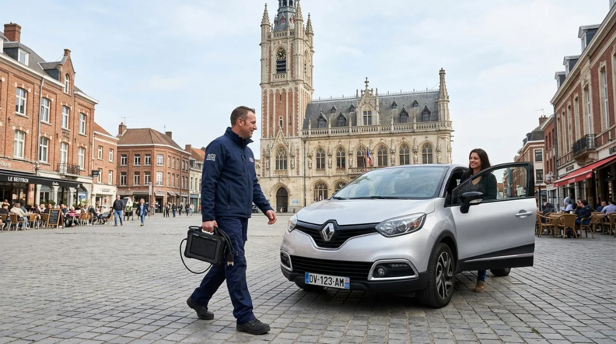 Technicien Auto Clés Minutes réalisant un double de clé de voiture à Armentières