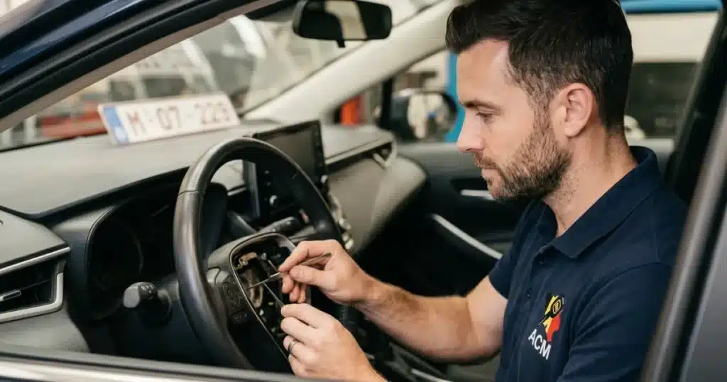 serrurier automobile programmant une clé de voiture à Enghien Belgique